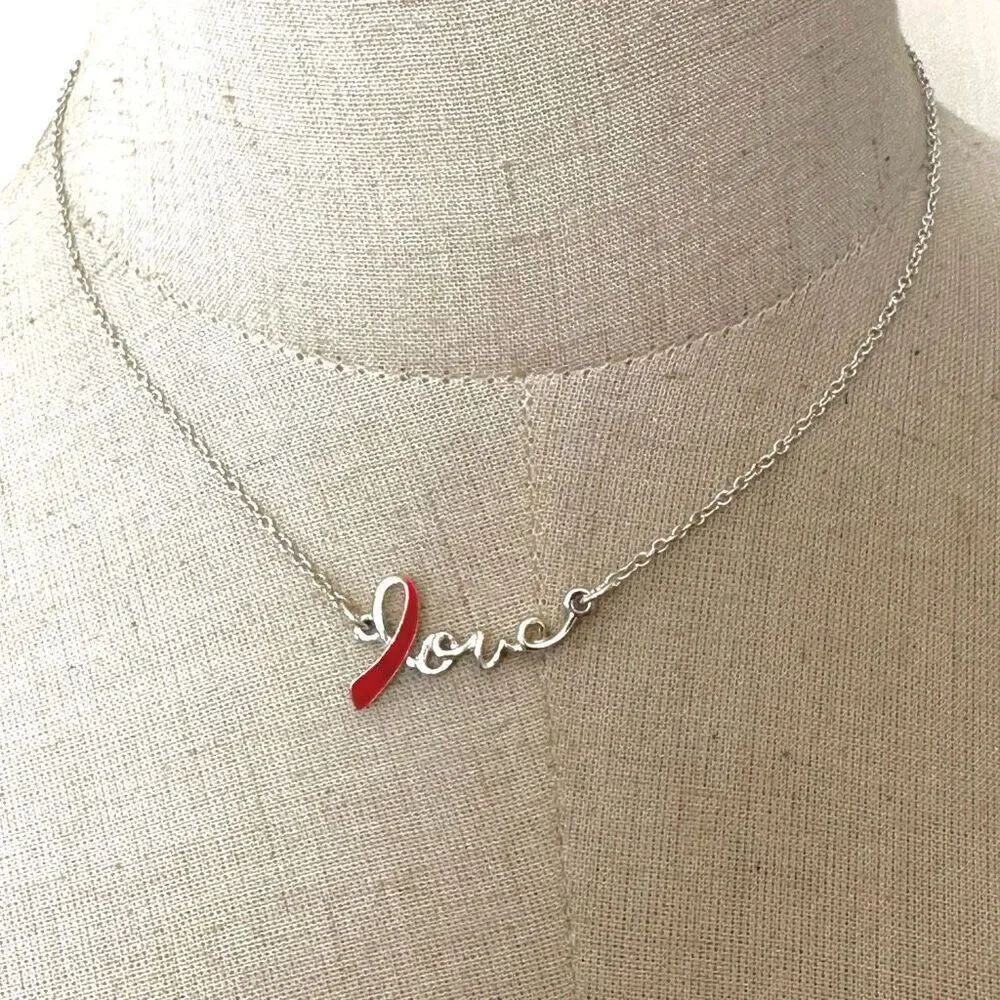 Avon Love ribbon breast cancer awareness necklace